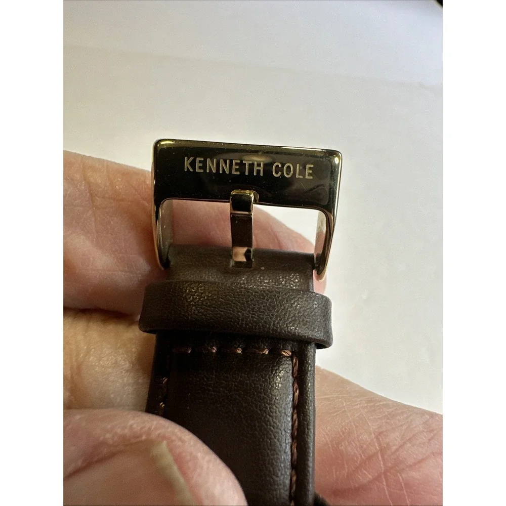 Kenneth Cole Men's Watch GF21751 Brown Leather Band-New Battery